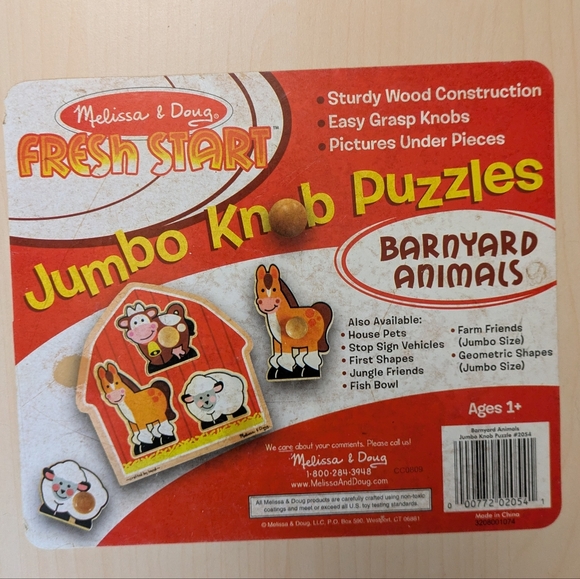 2 Melissa & Doug Jumbo Knob Puzzles -House Pets and Barnyard animals - Picture 12 of 12